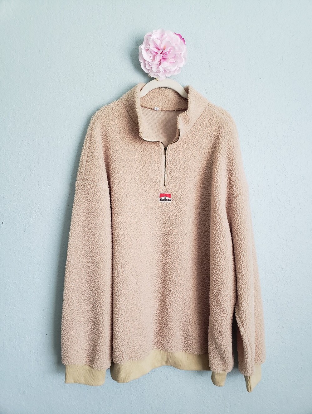 Malboro Tan Teddy Quarter Zip Jacket